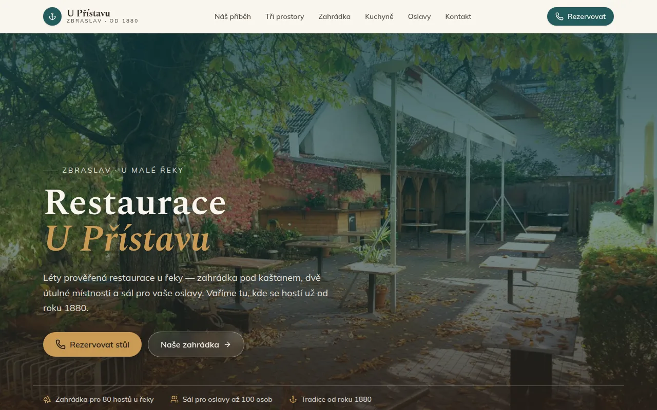 Web, který jsem navrhl pro Restaurace U Přístavu